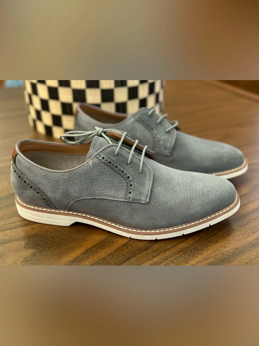 Steve Madden Melton Oxford Gray Perforated Derby Shoes